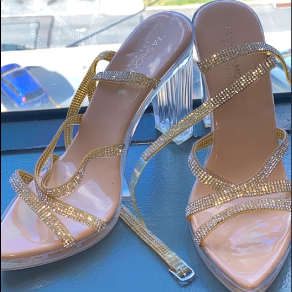 Rose gold wrap around heels